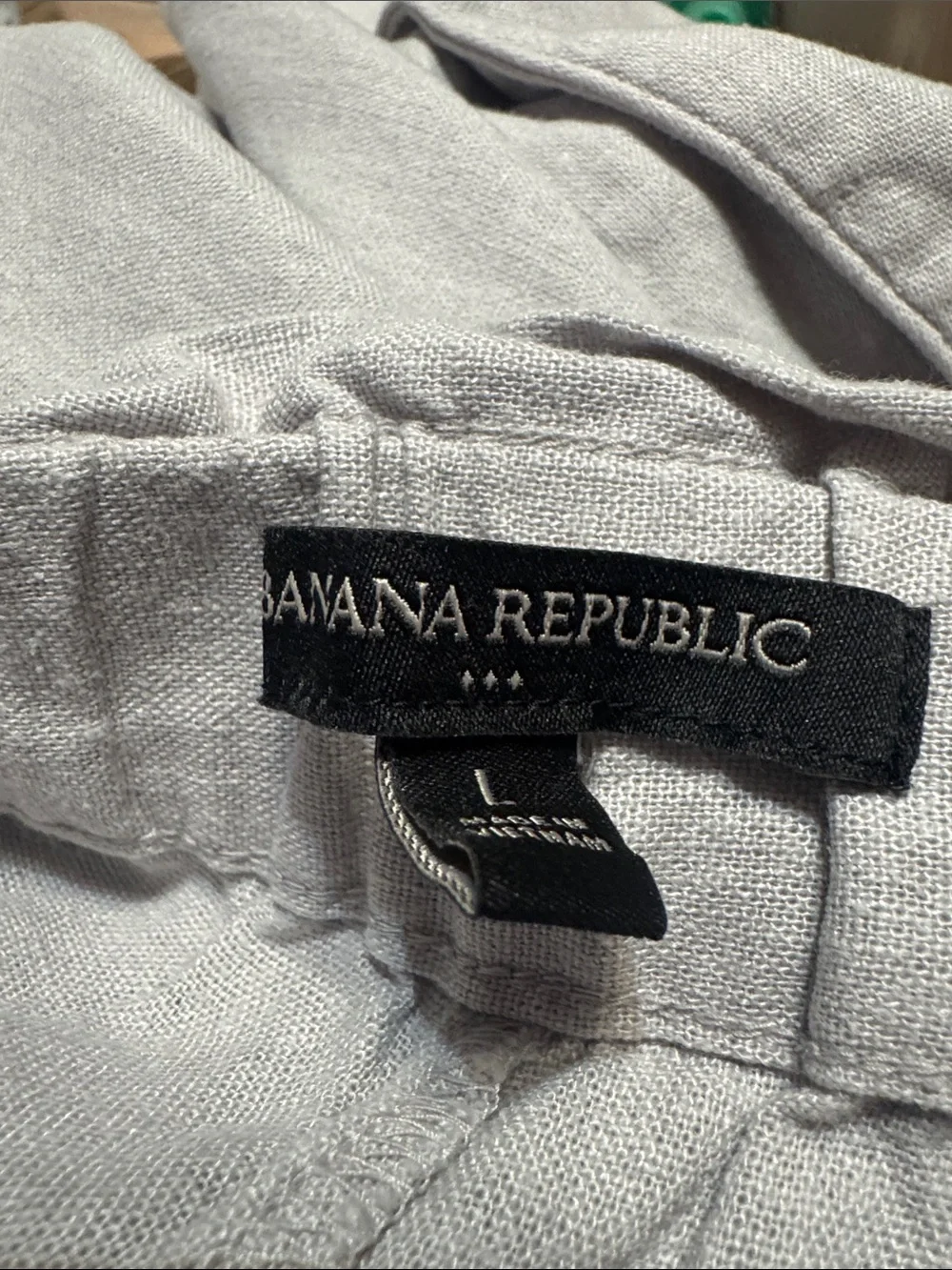 Banana Republic Linen Blend Pull-On Shorts -  Large Beige Paperbag Waist Casual